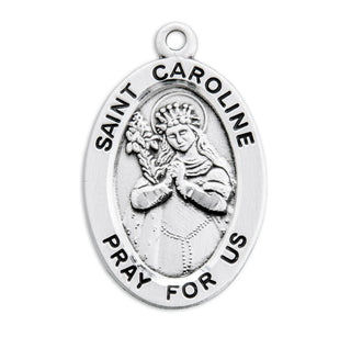 Sterling Silver Oval Shaped St. Caroline Medal