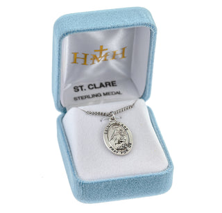 Sterling Silver Oval Shaped St. Clare Medal