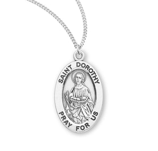 Sterling Silver Oval Shaped Saint Dorothy Medal