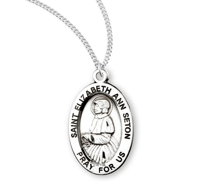Sterling Silver Oval Shaped St. Elizabeth Ann Seton Medal