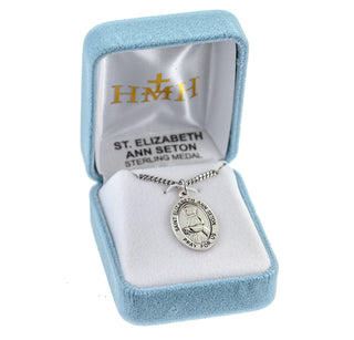 Sterling Silver Oval Shaped St. Elizabeth Ann Seton Medal