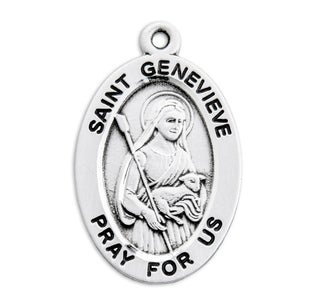 Sterling Silver Oval Shaped St. Genevieve Medal