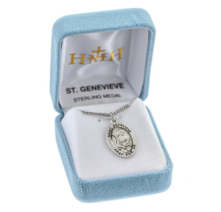Sterling Silver Oval Shaped St. Genevieve Medal