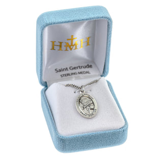 Sterling Silver Oval Shaped St. Gertrude Medal