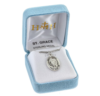 Sterling Silver Oval Shaped St. Grace Medal