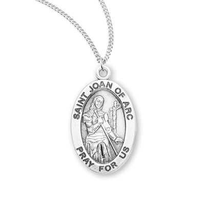 Sterling Silver Oval Shaped St. Joan of Arc Medal