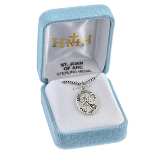 Sterling Silver Oval Shaped St. Joan of Arc Medal