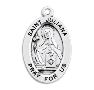 Sterling Silver Oval Shaped St. Juliana Medal