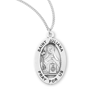 Sterling Silver Oval Shaped Saint Juliana Medal