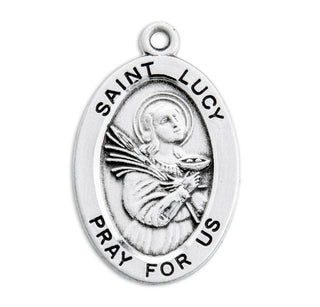 Sterling Silver Oval Shaped St. Lucy Medal