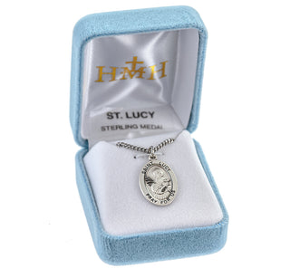 Sterling Silver Oval Shaped St. Lucy Medal