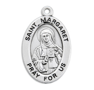 Sterling Silver Oval Shaped St. Margaret Medal