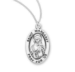 Sterling Silver Oval Shaped Saint Margaret Medal