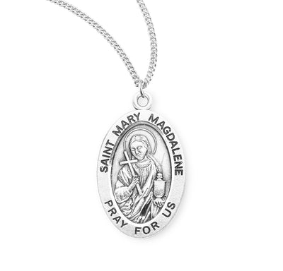 Sterling Silver Oval Shaped St. Mary Magdalene Medal