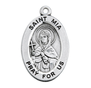 Patron Saint Mia Oval Sterling Silver Medal