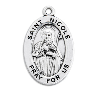 Sterling Silver Oval Shaped St. Nicole Medal