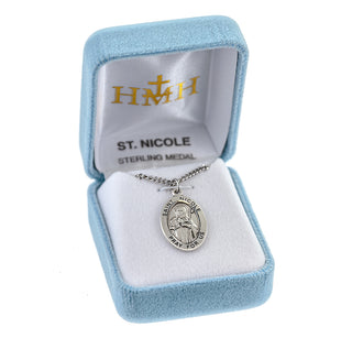 Sterling Silver Oval Shaped St. Nicole Medal