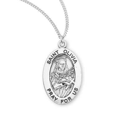 Sterling Silver Oval Shaped St. Olivia Medal