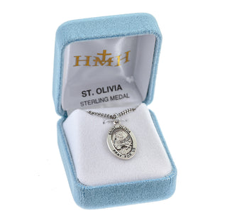 Sterling Silver Oval Shaped St. Olivia Medal