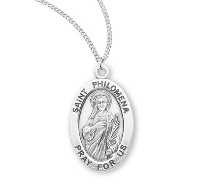 Sterling Silver Oval Shaped St. Philomena Medal