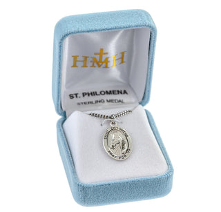 Sterling Silver Oval Shaped St. Philomena Medal