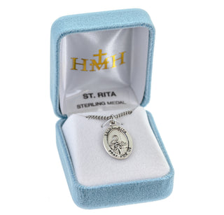 Sterling Silver Oval Shaped St. Rita Medal