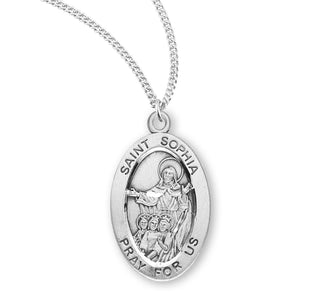 Sterling Silver Oval Shaped Saint Sophia Medal