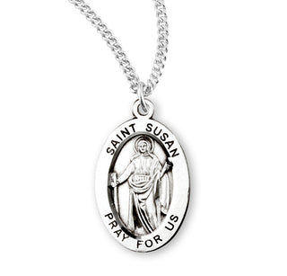 Sterling Silver Oval Shaped Saint Susan Medal