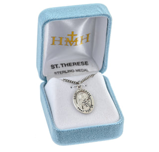 Sterling Silver Oval Shaped St. Therese Medal
