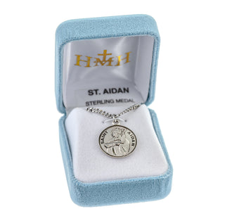 Sterling Silver Round Shaped St. Aidan Medal