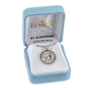 Sterling Silver Round Shaped St. Alexander Medal