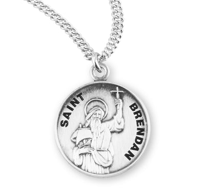 Sterling Silver Round Shaped St. Brendan Medal