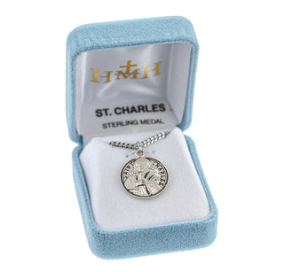 Sterling Silver Round Shaped St. Charles Medal