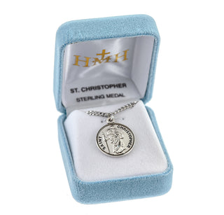 Sterling Silver Round Shaped St. Christopher Medal