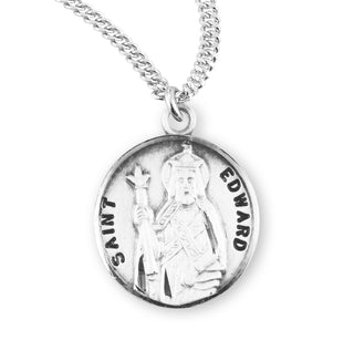 Sterling Silver Round Shaped Saint Edward Medal