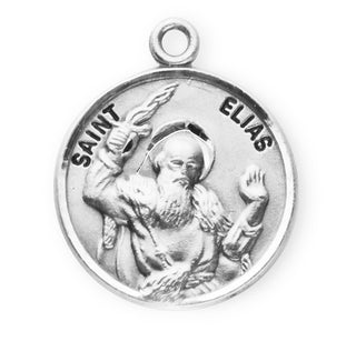 Sterling Silver Round Shaped Saint Elias Medal