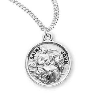 Sterling Silver Round Shaped Saint John Medal