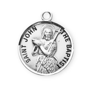 Sterling Silver Round Shaped St. John the Baptist Medal