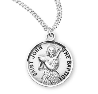 Sterling Silver Round Shaped Saint John the Baptist Medal
