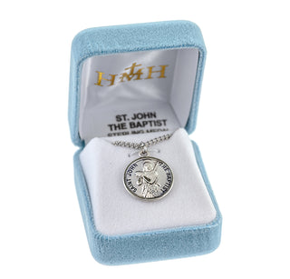 Sterling Silver Round Shaped St. John the Baptist Medal