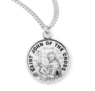 Sterling Silver Round Shaped Saint John of the Cross Medal