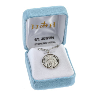 Sterling Silver Round Shaped St. Justin Medal