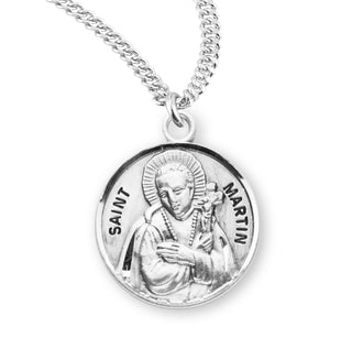 Sterling Silver Round Shaped Saint Martin Medal