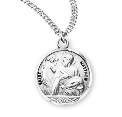 Sterling Silver Round Shaped St. Matthew Medal