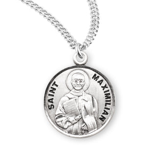 Sterling Silver Round Shaped Saint Maximillian Medal