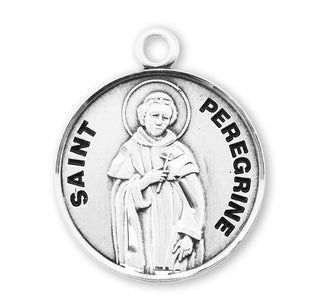 Sterling Silver Round Shaped St. Peregrine Medal