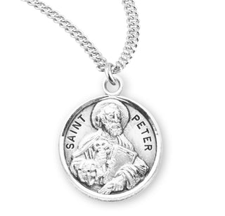 Sterling Silver Round Shaped Saint Peter Medal