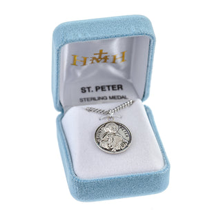 Sterling Silver Round Shaped St. Peter Medal