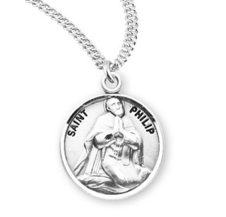 Sterling Silver Round Shaped Saint Phillip Medal