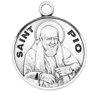 Sterling Silver Round Shaped St. Pio Medal